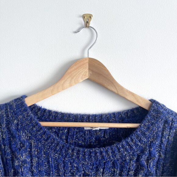 BB Dakota Cable Knit Chunky Sweater Blue Gray Diagonal Zipper Women's M Acrylic - Picture 4 of 12